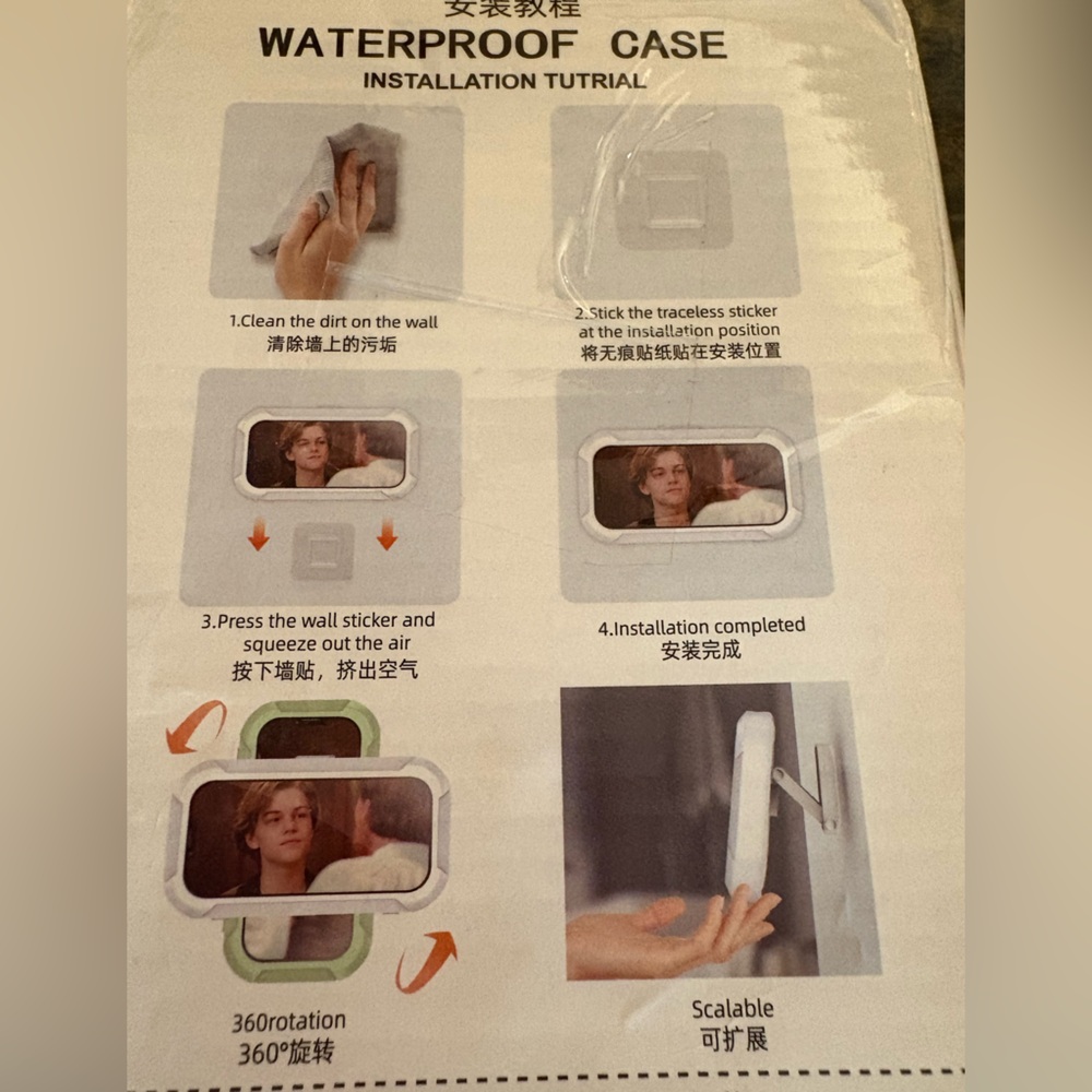 Bathroom Cell Phone Waterproof Case with 360° Rotation - white - Picture 4 of 4